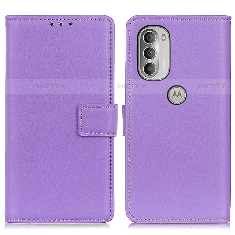 Custodia Portafoglio In Pelle Cover con Supporto A08D per Motorola Moto G51 5G Viola