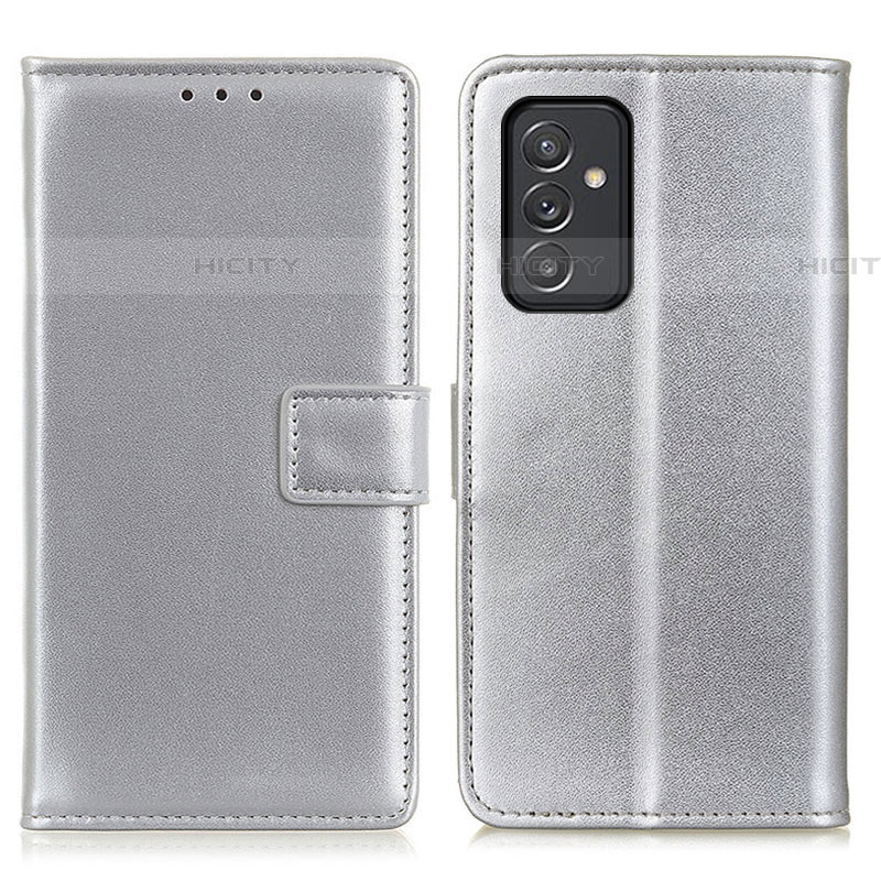 Custodia Portafoglio In Pelle Cover con Supporto A08D per Samsung Galaxy A05s Argento