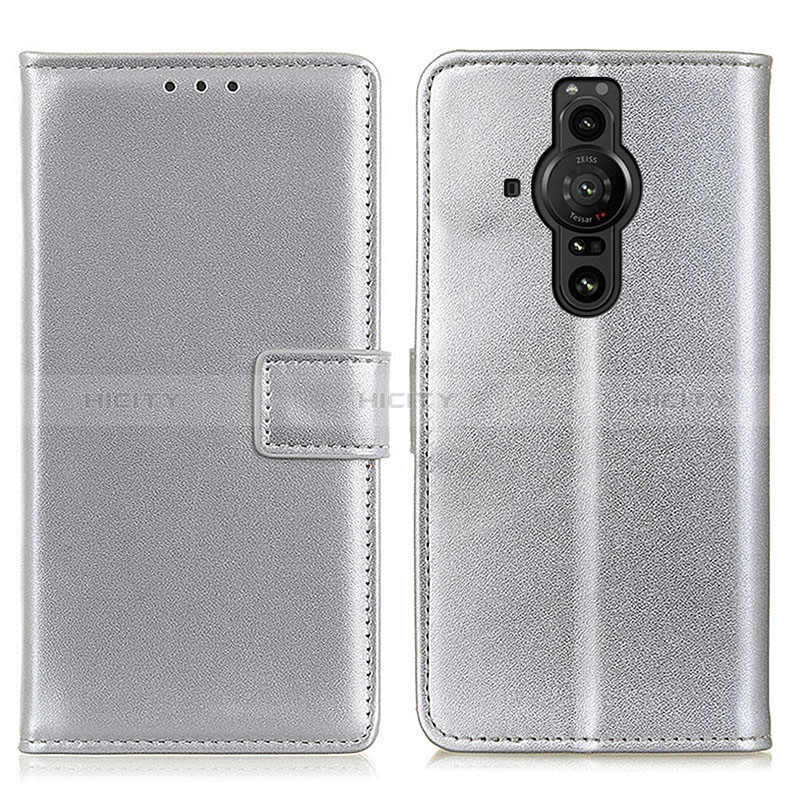 Custodia Portafoglio In Pelle Cover con Supporto A08D per Sony Xperia PRO-I