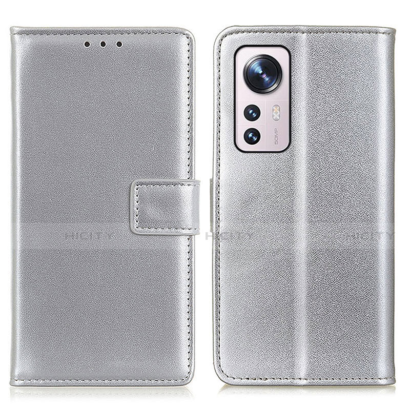 Custodia Portafoglio In Pelle Cover con Supporto A08D per Xiaomi Mi 12 5G Argento