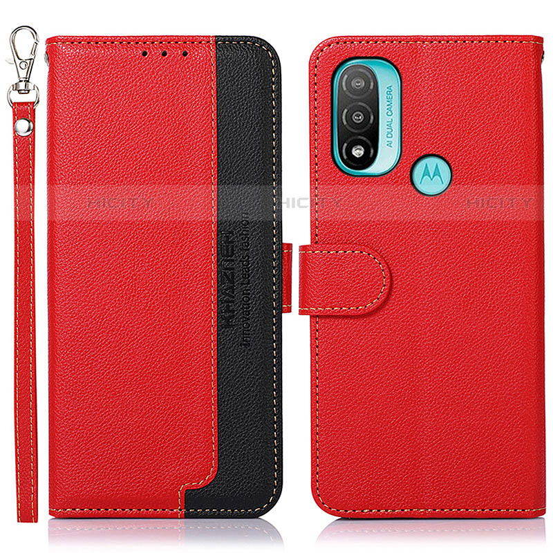 Custodia Portafoglio In Pelle Cover con Supporto A09D per Motorola Moto E30 Rosso