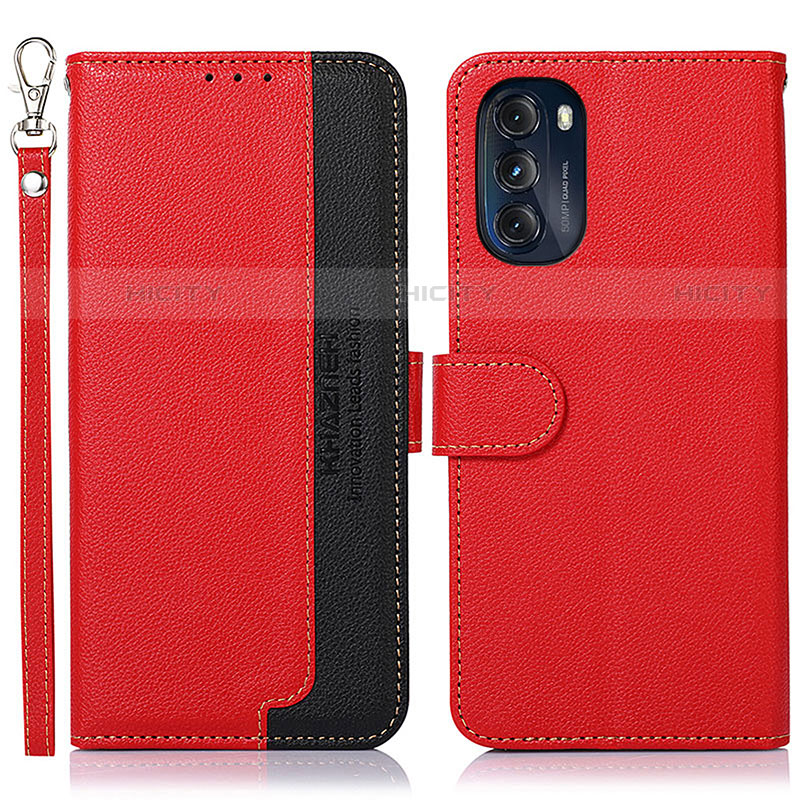 Custodia Portafoglio In Pelle Cover con Supporto A09D per Motorola Moto G 5G (2022) Rosso