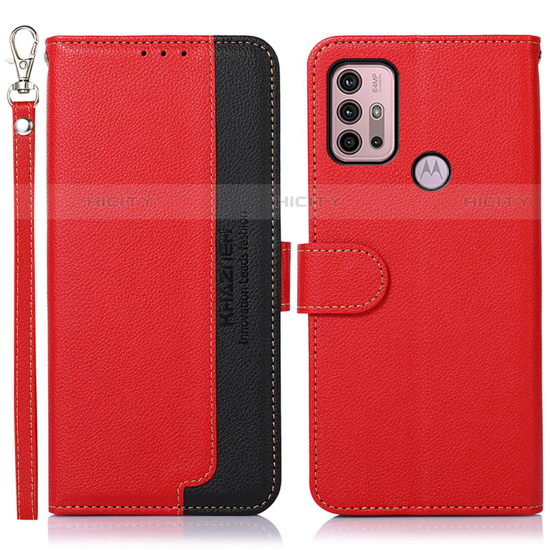 Custodia Portafoglio In Pelle Cover con Supporto A09D per Motorola Moto G41 Rosso