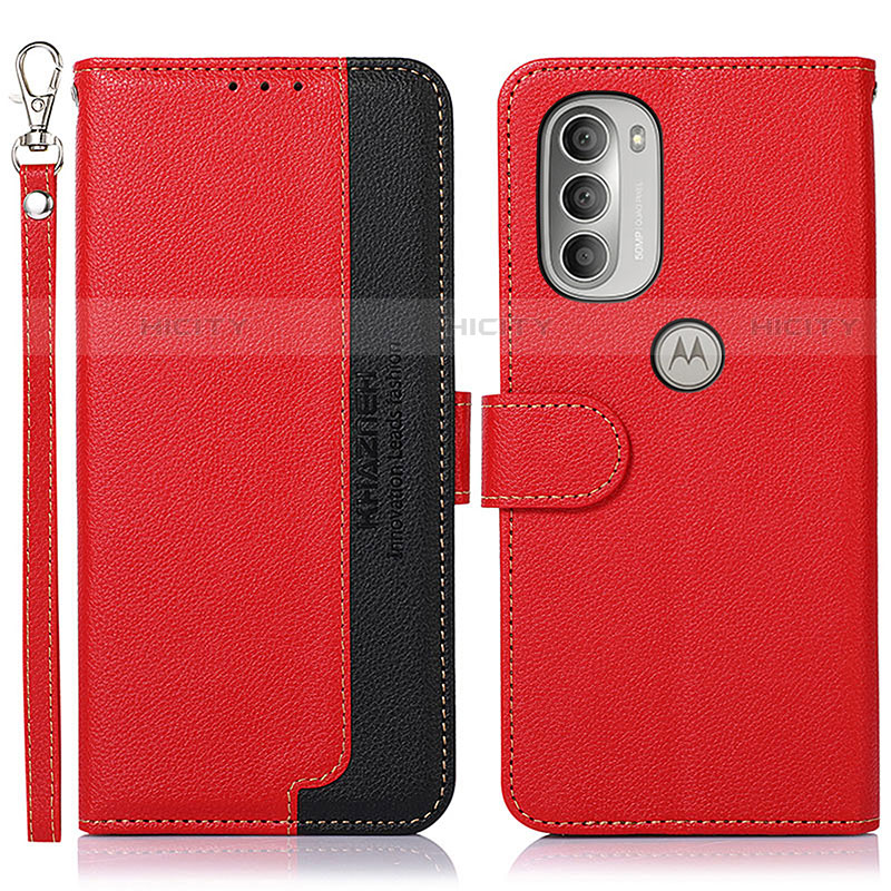 Custodia Portafoglio In Pelle Cover con Supporto A09D per Motorola Moto G51 5G Rosso