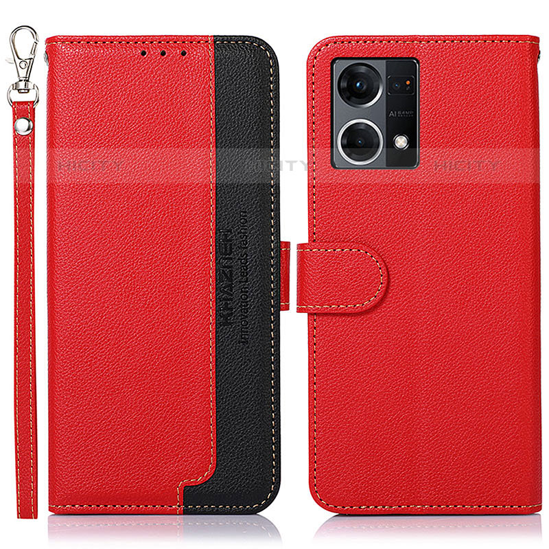 Custodia Portafoglio In Pelle Cover con Supporto A09D per Oppo Reno7 4G Rosso