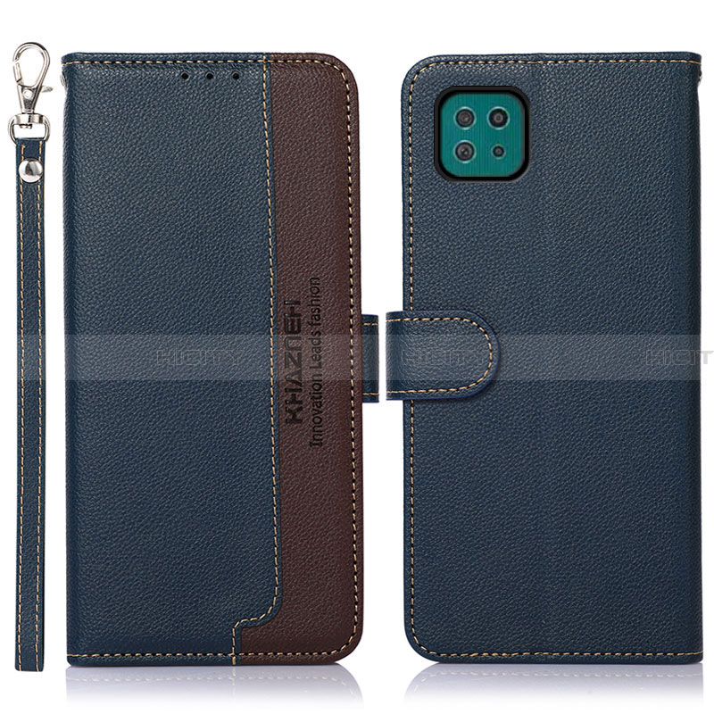 Custodia Portafoglio In Pelle Cover con Supporto A09D per Samsung Galaxy A22 5G Blu