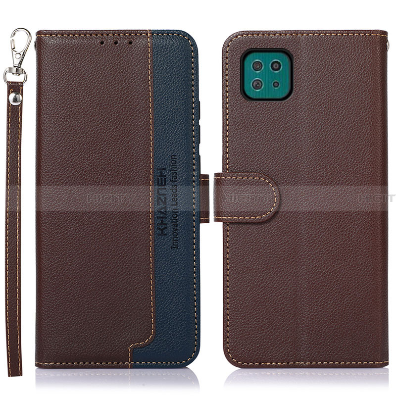 Custodia Portafoglio In Pelle Cover con Supporto A09D per Samsung Galaxy A22 5G Marrone