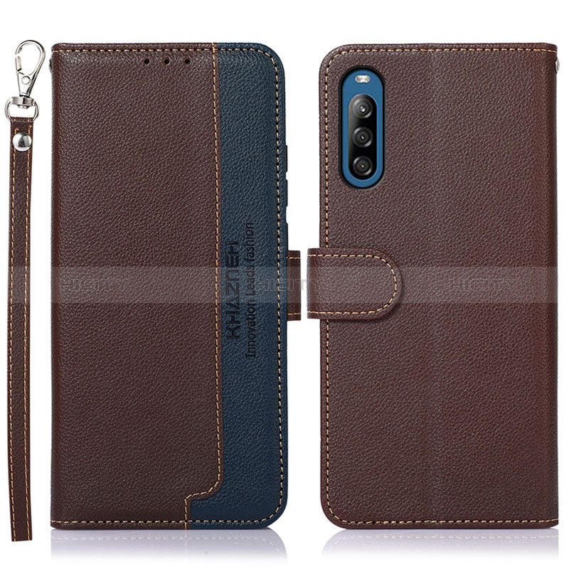 Custodia Portafoglio In Pelle Cover con Supporto A09D per Sony Xperia L4 Marrone