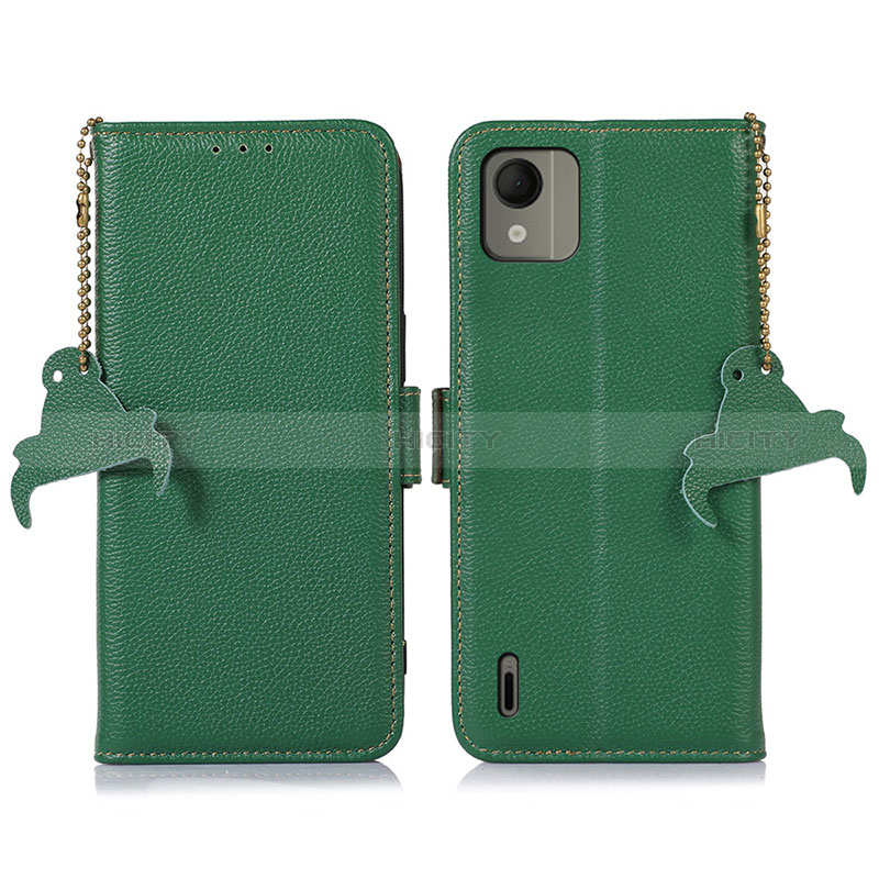 Custodia Portafoglio In Pelle Cover con Supporto A10D per Nokia C110 Verde