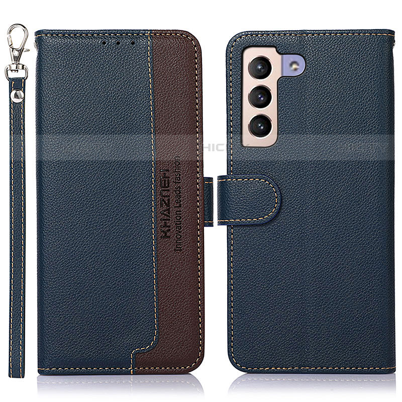 Custodia Portafoglio In Pelle Cover con Supporto A10D per Samsung Galaxy S21 FE 5G Blu