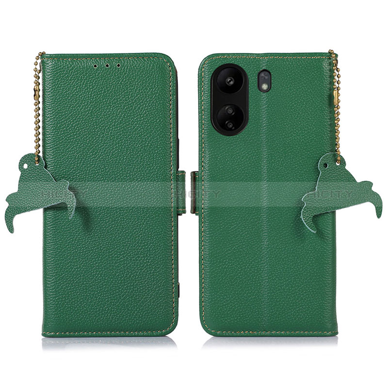 Custodia Portafoglio In Pelle Cover con Supporto A10D per Xiaomi Redmi 13C Verde
