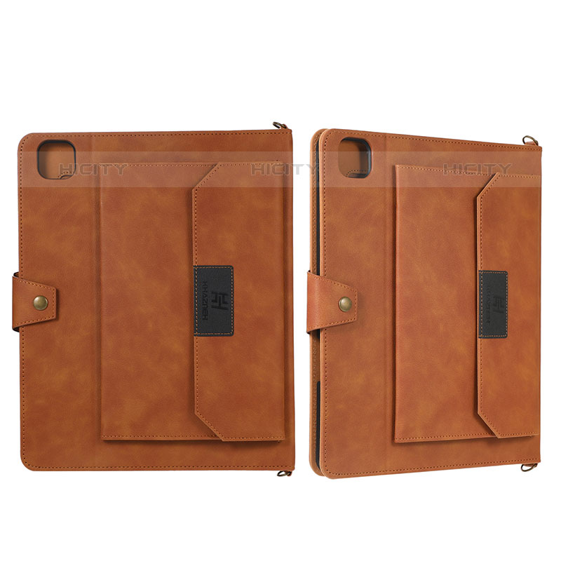 Custodia Portafoglio In Pelle Cover con Supporto AD1 per Apple iPad Pro 12.9 (2020) Marrone