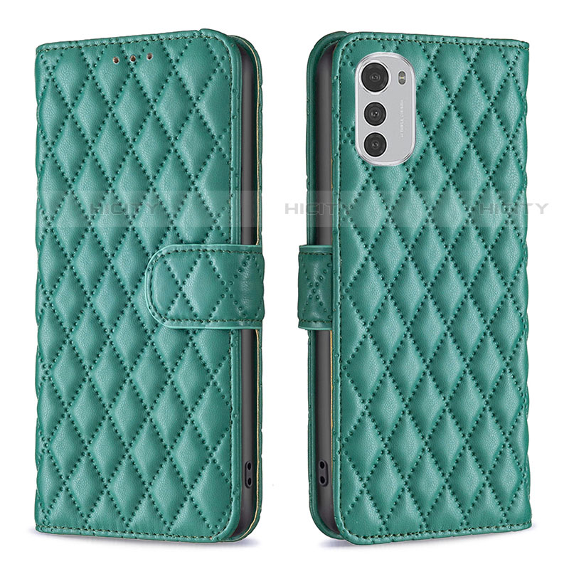 Custodia Portafoglio In Pelle Cover con Supporto B01F per Motorola Moto E32s Verde