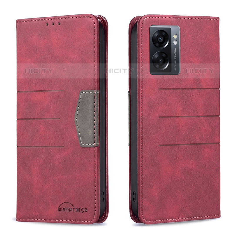Custodia Portafoglio In Pelle Cover con Supporto B01F per OnePlus Nord N300 5G Rosso