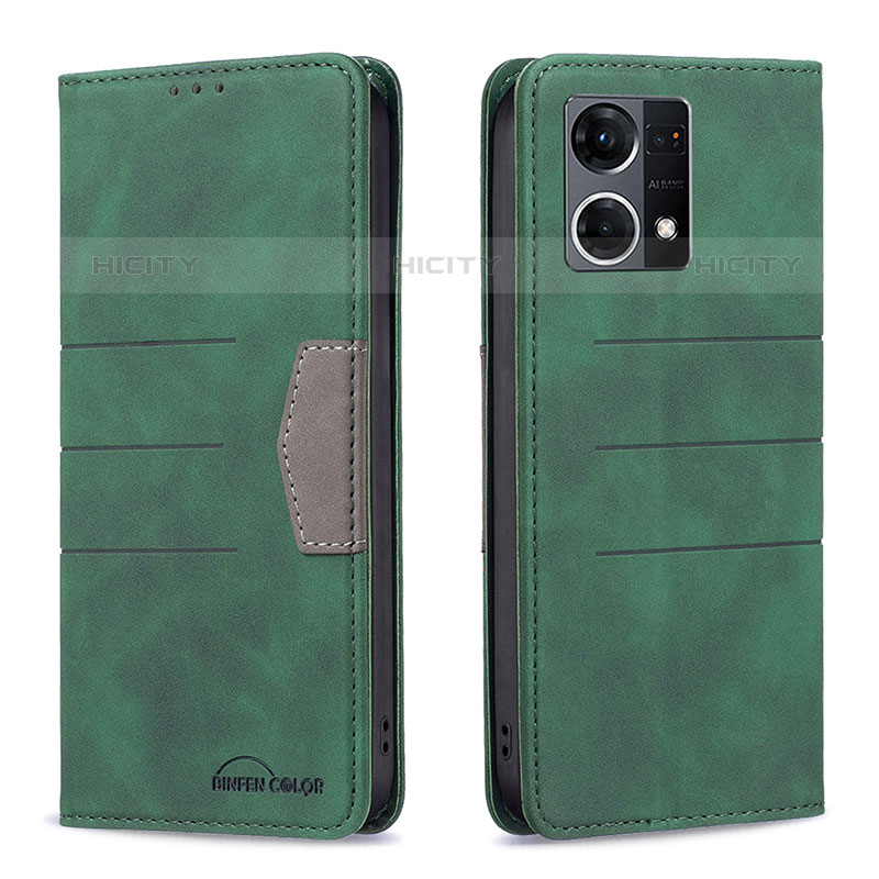 Custodia Portafoglio In Pelle Cover con Supporto B01F per Oppo F21 Pro 4G Verde