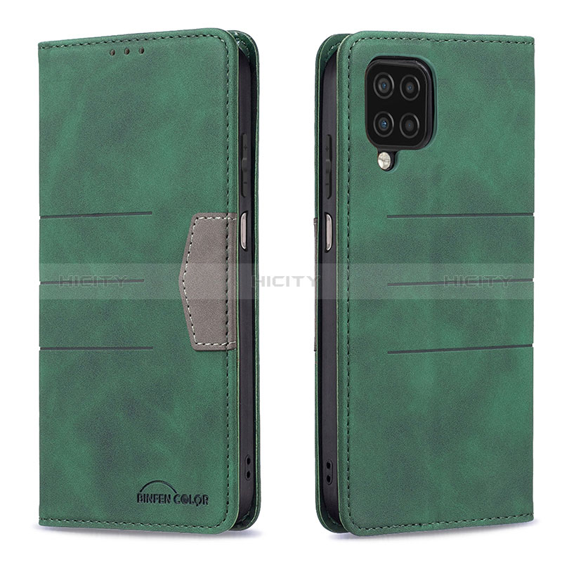 Custodia Portafoglio In Pelle Cover con Supporto B01F per Samsung Galaxy A12 Nacho Verde