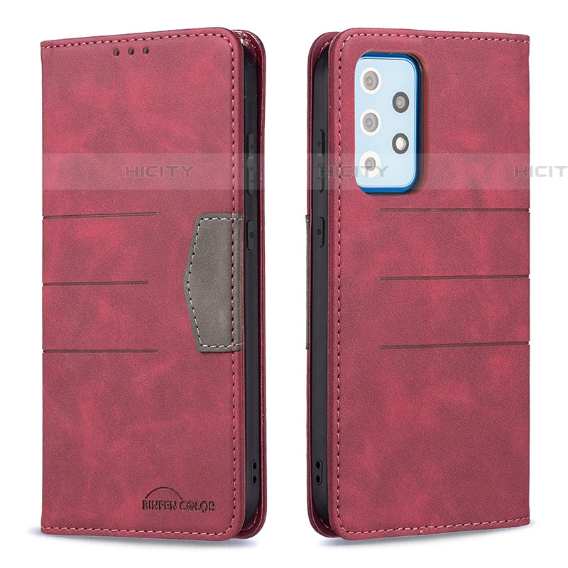 Custodia Portafoglio In Pelle Cover con Supporto B01F per Samsung Galaxy A52 5G Rosso