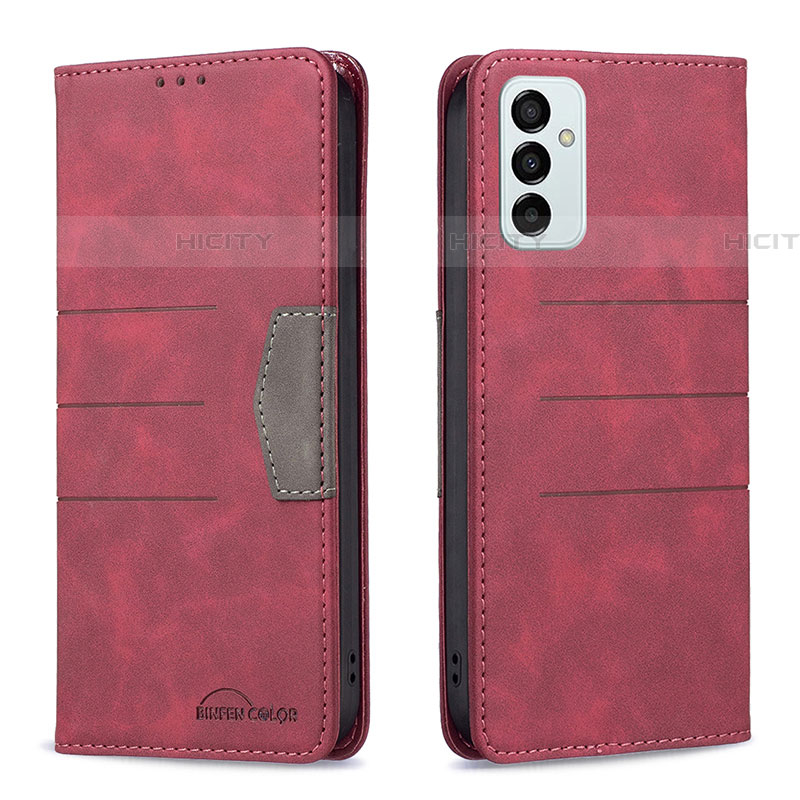 Custodia Portafoglio In Pelle Cover con Supporto B01F per Samsung Galaxy F23 5G Rosso