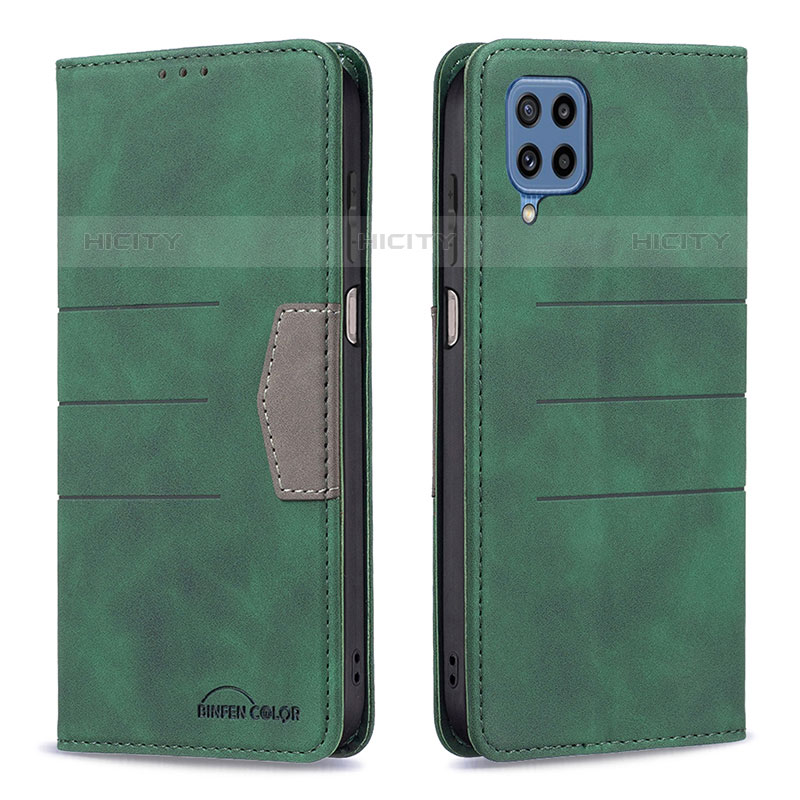 Custodia Portafoglio In Pelle Cover con Supporto B01F per Samsung Galaxy M32 4G Verde