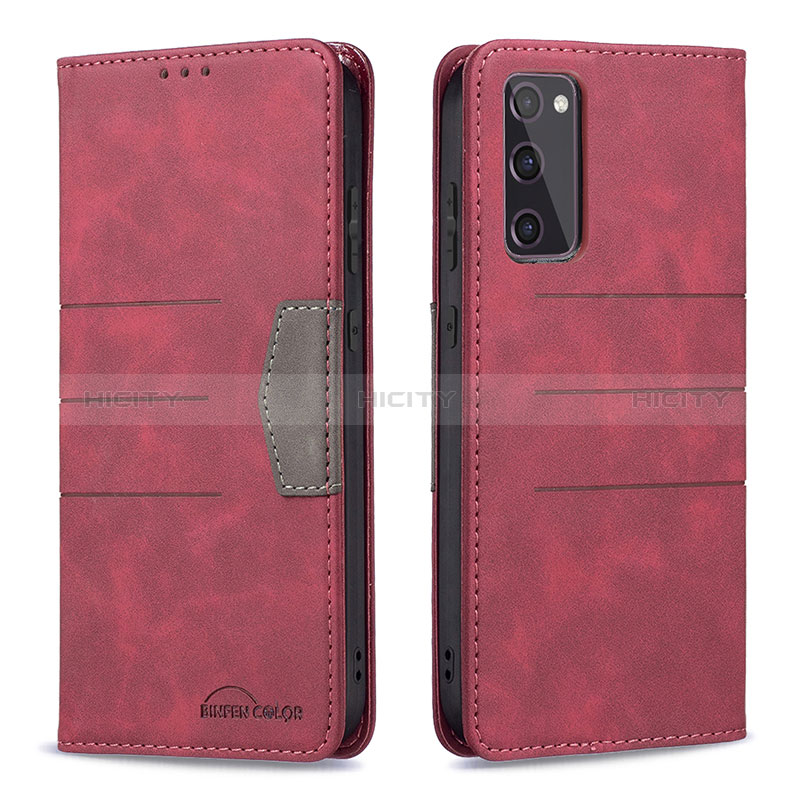 Custodia Portafoglio In Pelle Cover con Supporto B01F per Samsung Galaxy S20 FE (2022) 5G Rosso