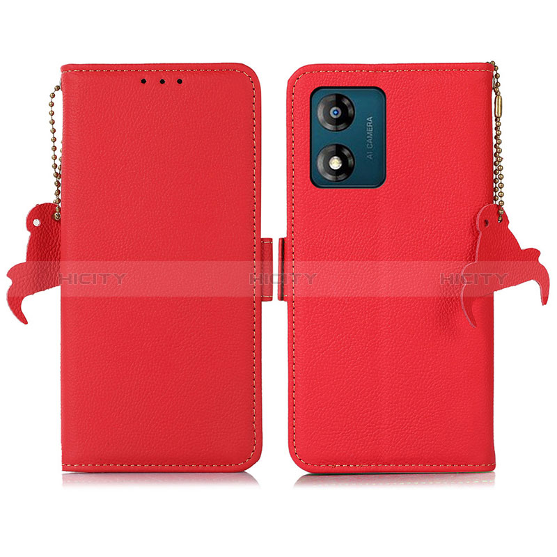 Custodia Portafoglio In Pelle Cover con Supporto B01H per Motorola Moto E13 Rosso