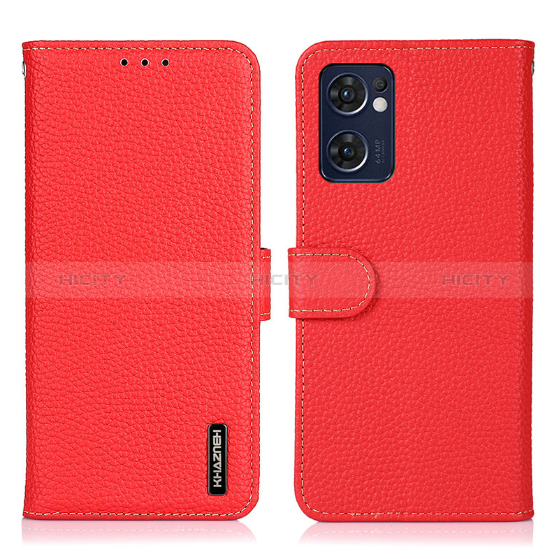 Custodia Portafoglio In Pelle Cover con Supporto B01H per Oppo Find X5 Lite 5G Rosso