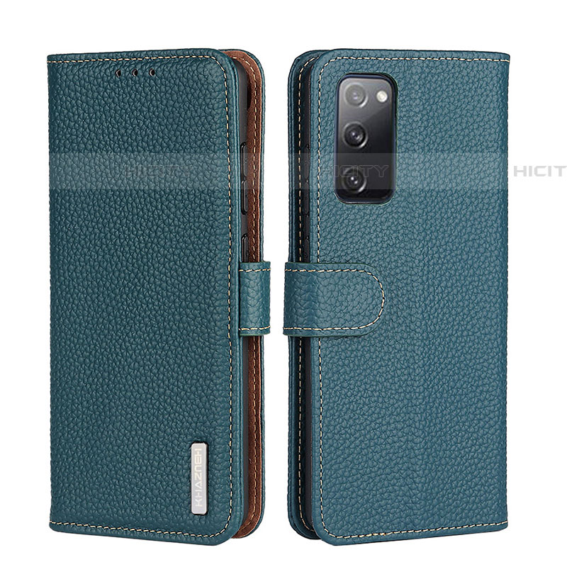 Custodia Portafoglio In Pelle Cover con Supporto B01H per Samsung Galaxy A03s Verde