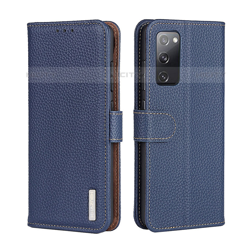 Custodia Portafoglio In Pelle Cover con Supporto B01H per Samsung Galaxy M02s Blu