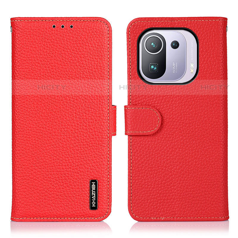 Custodia Portafoglio In Pelle Cover con Supporto B01H per Xiaomi Mi 11 Pro 5G Rosso