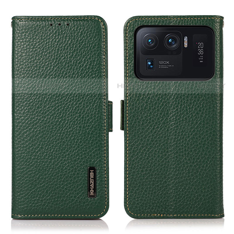 Custodia Portafoglio In Pelle Cover con Supporto B01H per Xiaomi Mi 11 Ultra 5G Verde