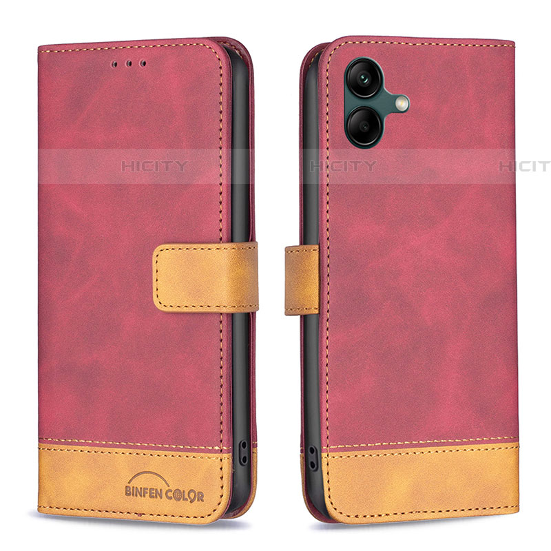 Custodia Portafoglio In Pelle Cover con Supporto B02F per Samsung Galaxy A04E Rosso