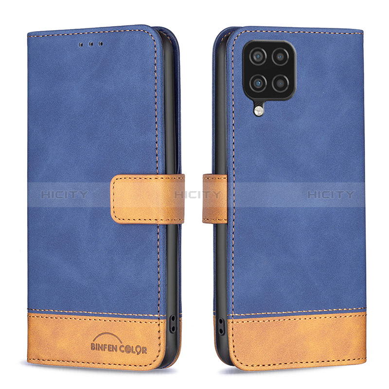 Custodia Portafoglio In Pelle Cover con Supporto B02F per Samsung Galaxy A12 5G Blu