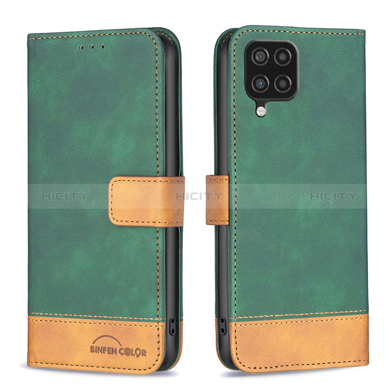 Custodia Portafoglio In Pelle Cover con Supporto B02F per Samsung Galaxy A12 5G Verde