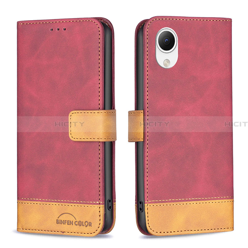 Custodia Portafoglio In Pelle Cover con Supporto B02F per Samsung Galaxy A23 5G SC-56C Rosso