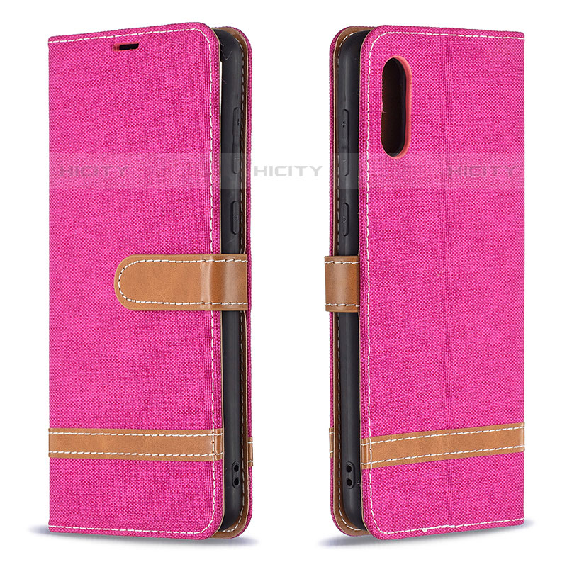 Custodia Portafoglio In Pelle Cover con Supporto B02F per Samsung Galaxy M02 Rosa Caldo