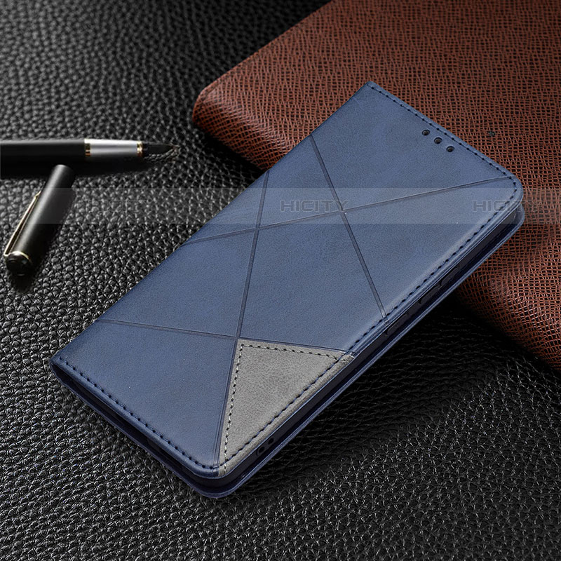 Custodia Portafoglio In Pelle Cover con Supporto B02F per Samsung Galaxy S21 Plus 5G Blu