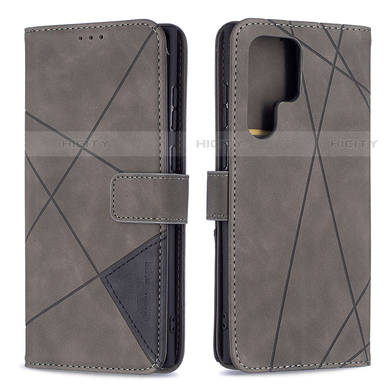 Custodia Portafoglio In Pelle Cover con Supporto B02F per Samsung Galaxy S21 Ultra 5G Grigio