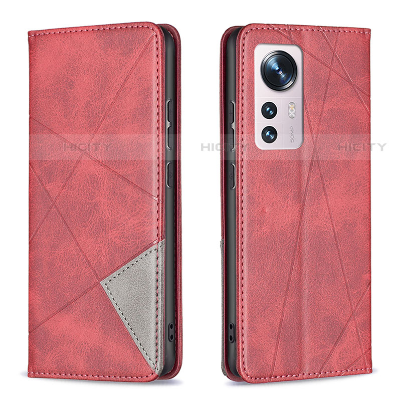 Custodia Portafoglio In Pelle Cover con Supporto B02F per Xiaomi Mi 12 Pro 5G Rosso