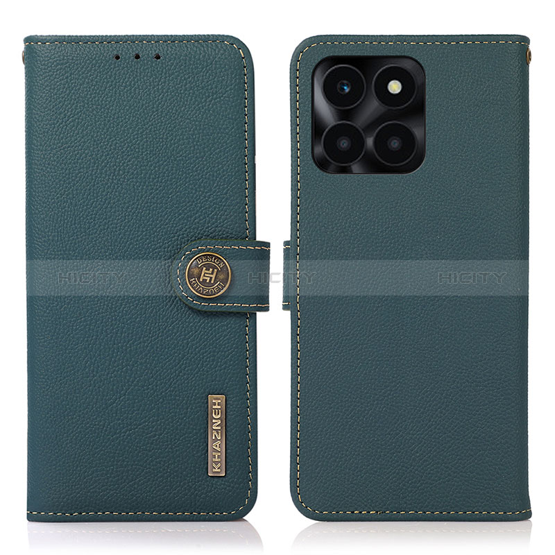 Custodia Portafoglio In Pelle Cover con Supporto B02H per Huawei Honor X6a Verde