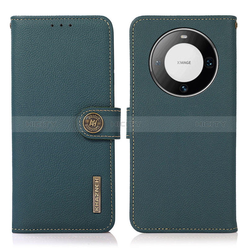Custodia Portafoglio In Pelle Cover con Supporto B02H per Huawei Mate 60 Verde