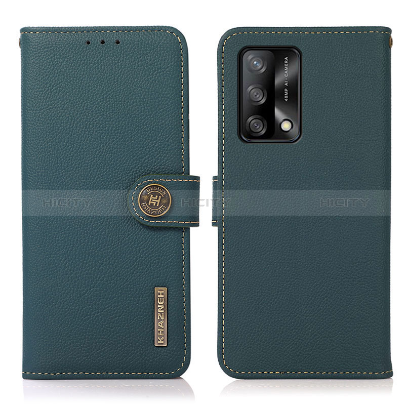 Custodia Portafoglio In Pelle Cover con Supporto B02H per Oppo F19 Verde