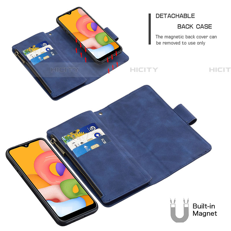 Custodia Portafoglio In Pelle Cover con Supporto B03F per Samsung Galaxy A01 SM-A015