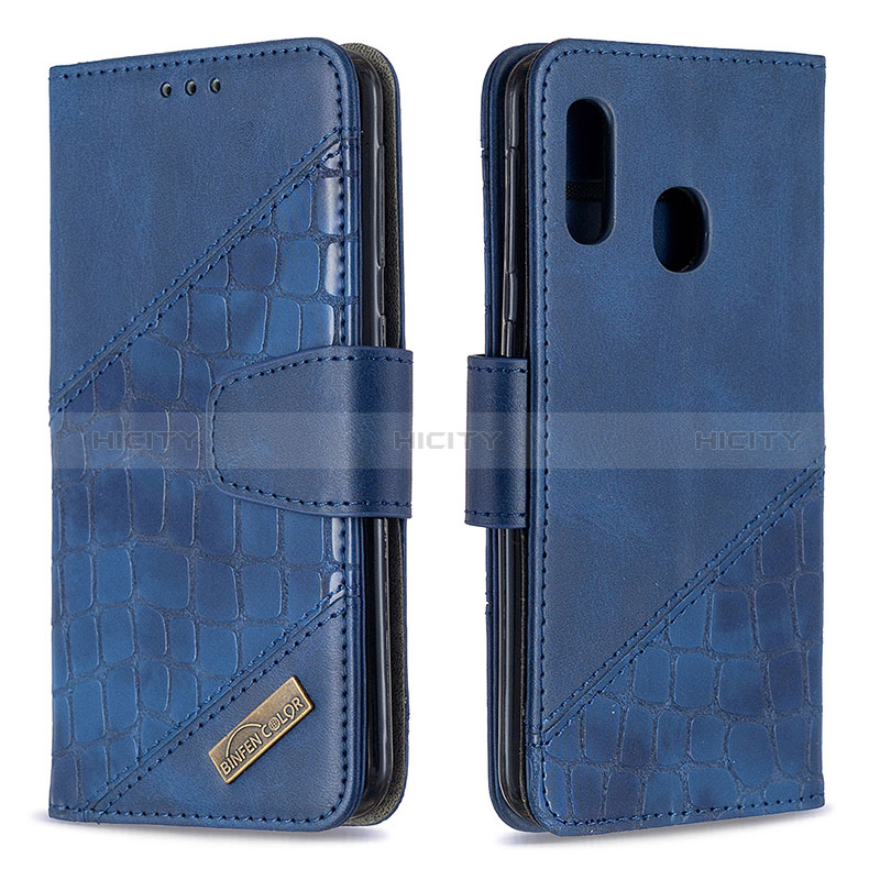 Custodia Portafoglio In Pelle Cover con Supporto B03F per Samsung Galaxy A20e Blu
