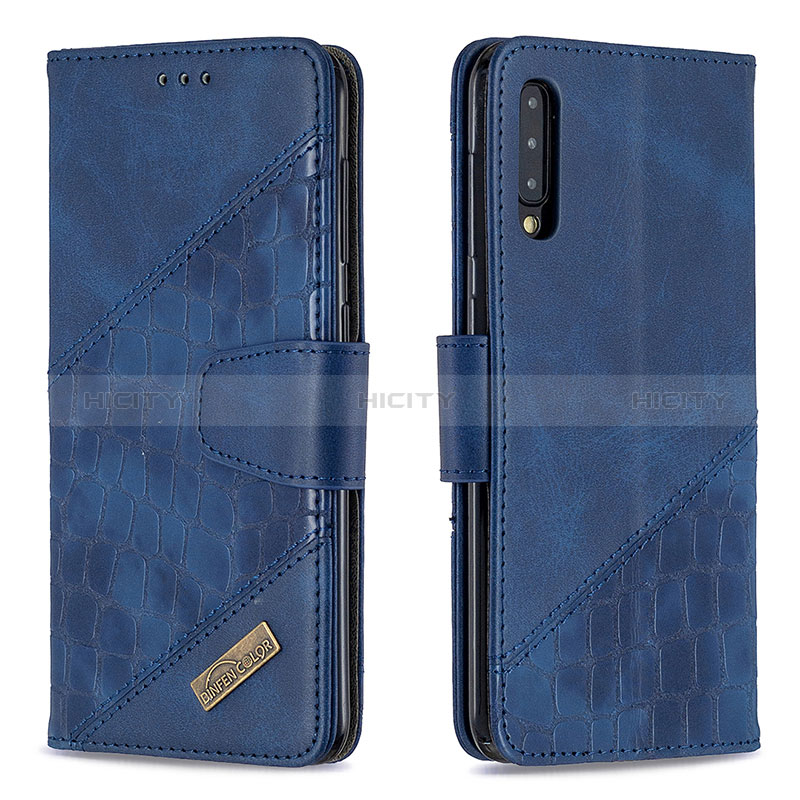Custodia Portafoglio In Pelle Cover con Supporto B03F per Samsung Galaxy A50 Blu