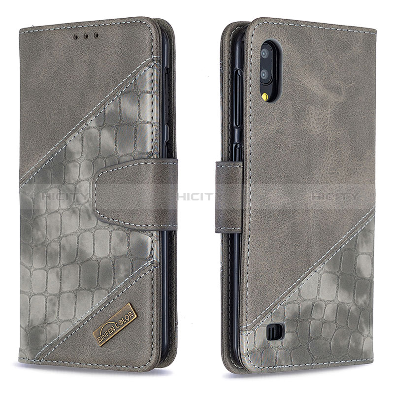 Custodia Portafoglio In Pelle Cover con Supporto B03F per Samsung Galaxy M10 Grigio Scuro