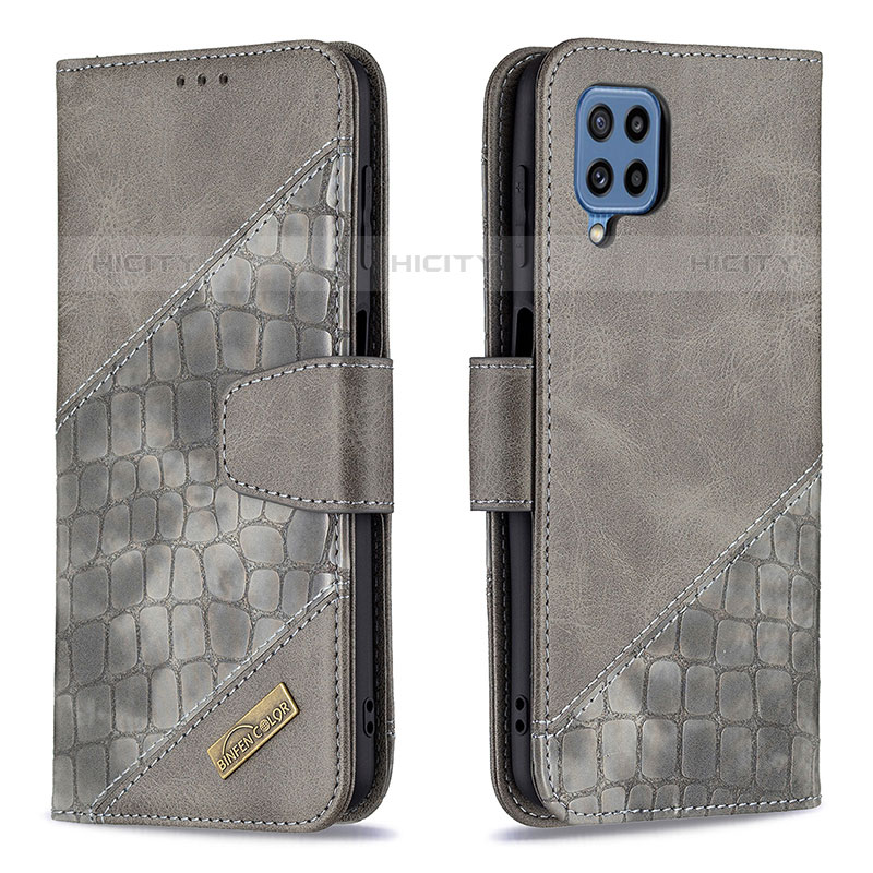 Custodia Portafoglio In Pelle Cover con Supporto B03F per Samsung Galaxy M32 4G Grigio Scuro