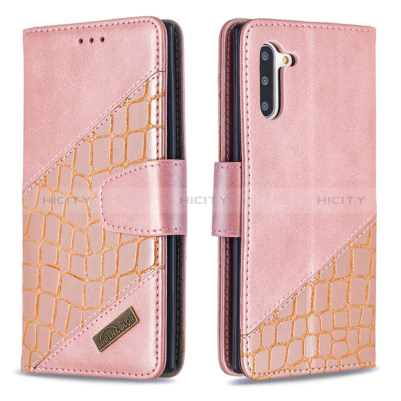Custodia Portafoglio In Pelle Cover con Supporto B03F per Samsung Galaxy Note 10 5G Oro Rosa