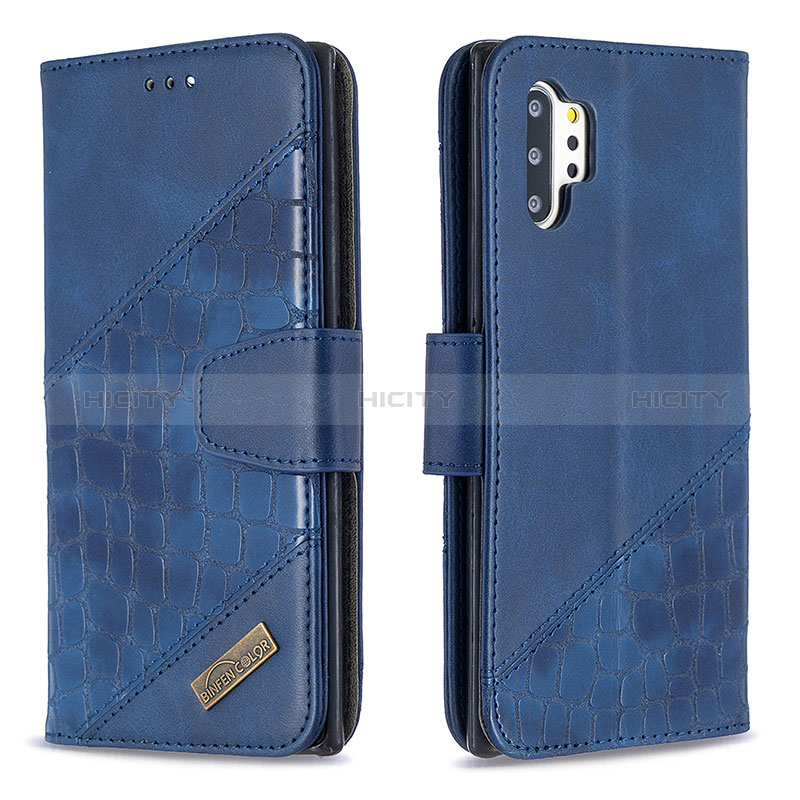 Custodia Portafoglio In Pelle Cover con Supporto B03F per Samsung Galaxy Note 10 Plus 5G Blu