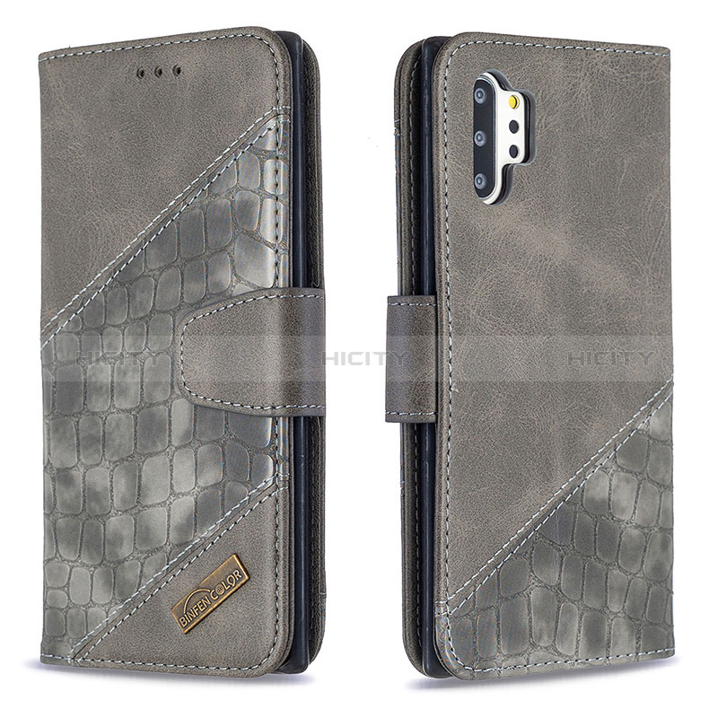 Custodia Portafoglio In Pelle Cover con Supporto B03F per Samsung Galaxy Note 10 Plus 5G Grigio Scuro