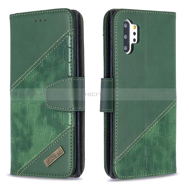 Custodia Portafoglio In Pelle Cover con Supporto B03F per Samsung Galaxy Note 10 Plus 5G Verde